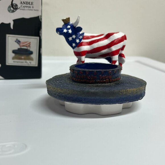 Cow Parade Figurine “American Royal” #9189 + Matching Candle Capper USA Flag - Picture 3 of 9